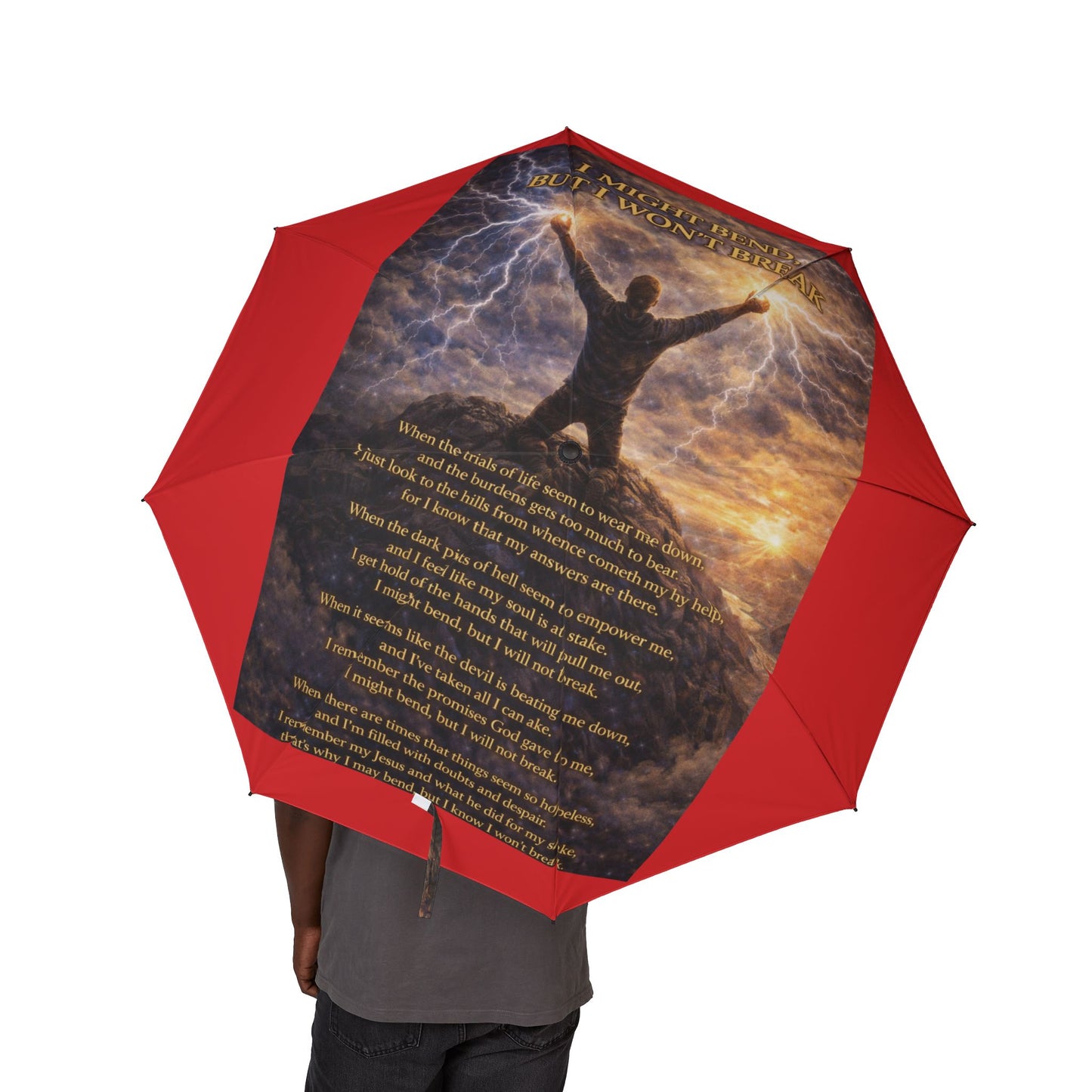 I Might Bend Red Semi-Automatic Foldable Umbrella