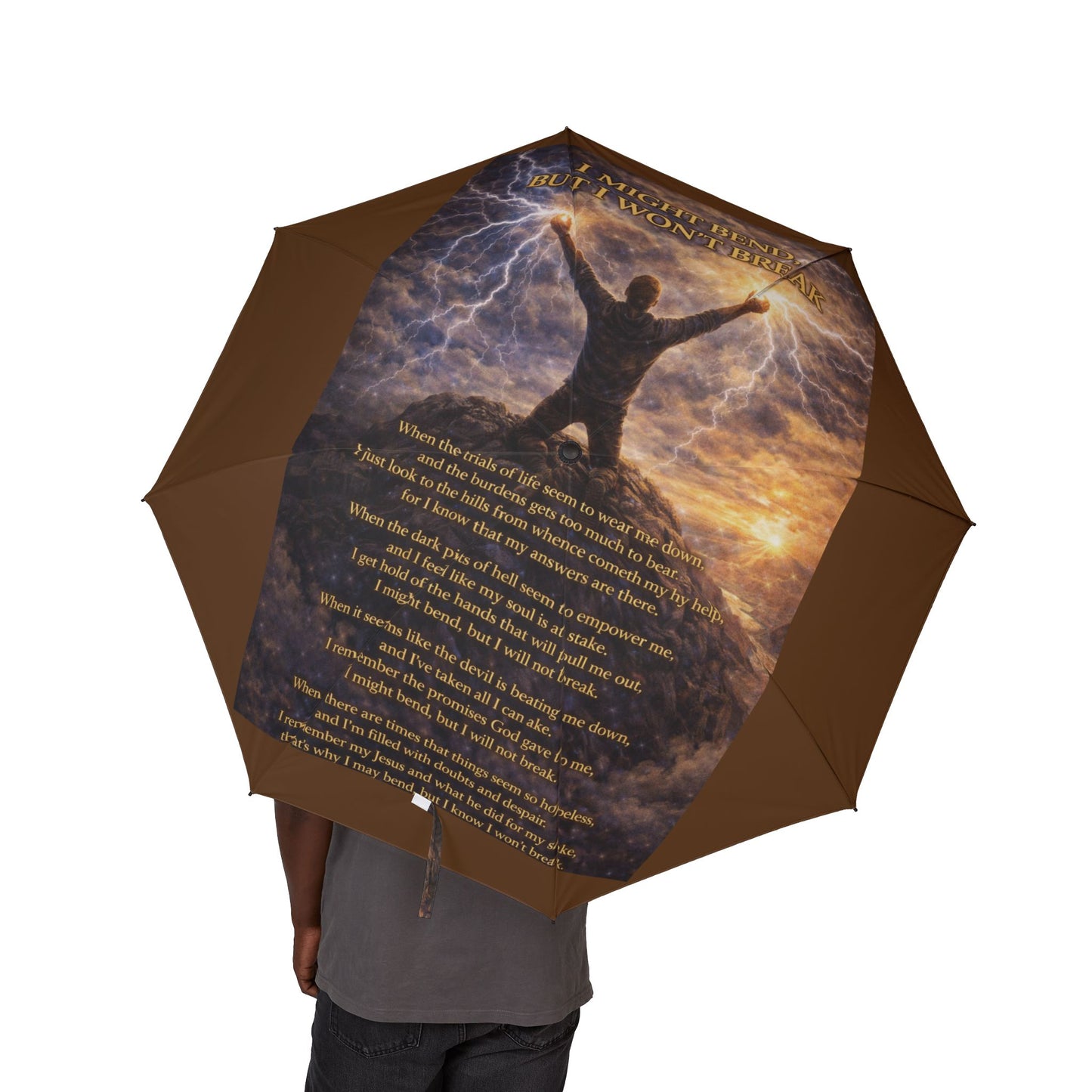 I Might Bend Brown Semi-Automatic Foldable Umbrella