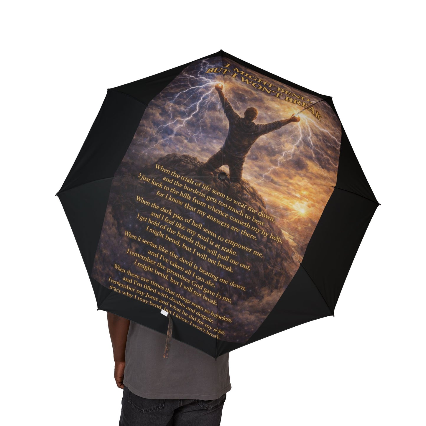 I Might Bend Black Semi-Automatic Foldable Umbrella