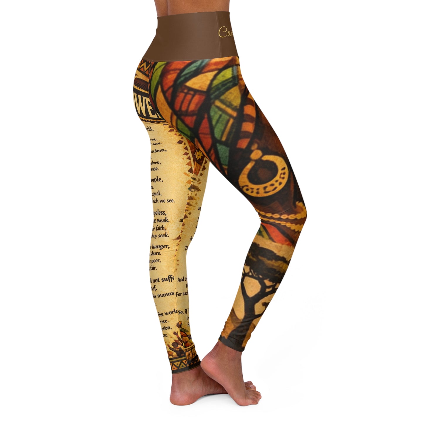 High Waisted Women Yoga Leggings - If I Had The Power (Brown)