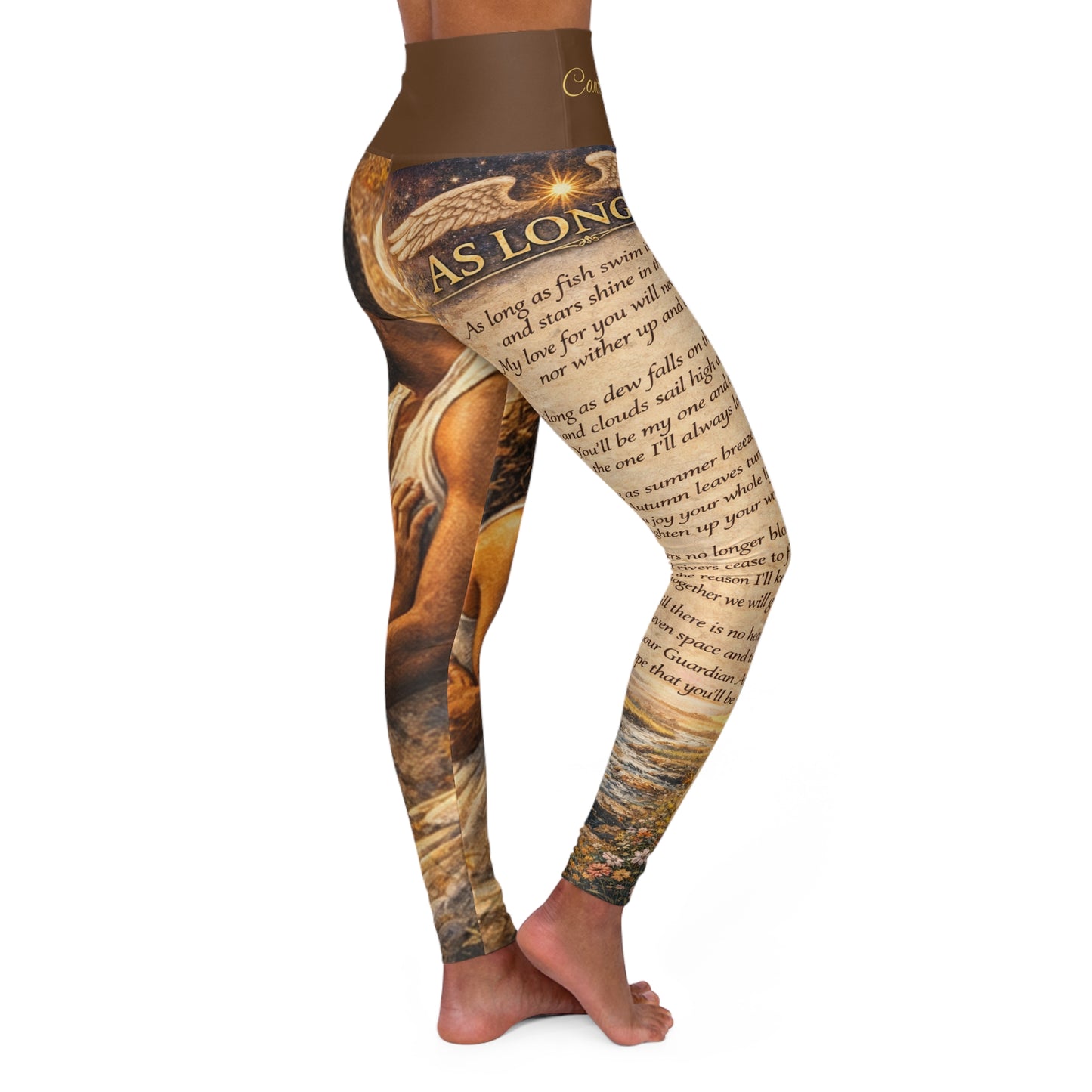 High Waisted Women Yoga Leggings - As Long As (Brown)