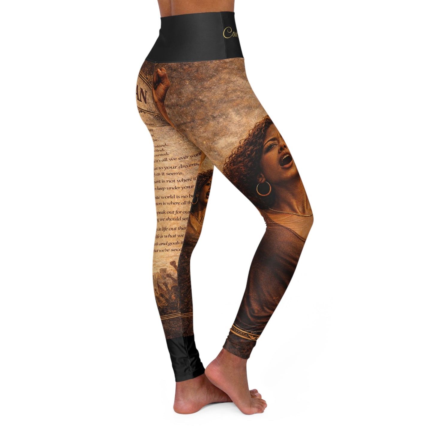 High Waisted Women Yoga Leggings -Black Woman (Black)