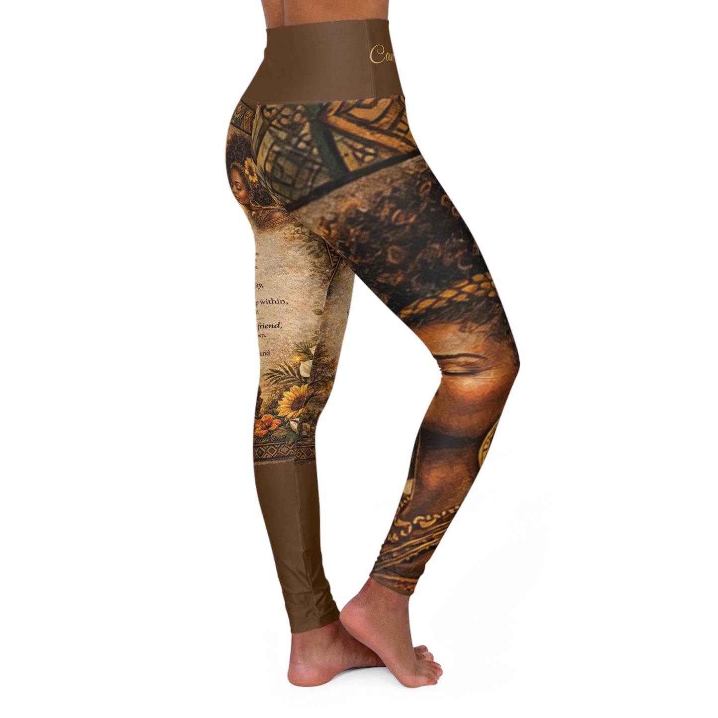High Waisted Women Yoga Leggings -Friends (Brown)