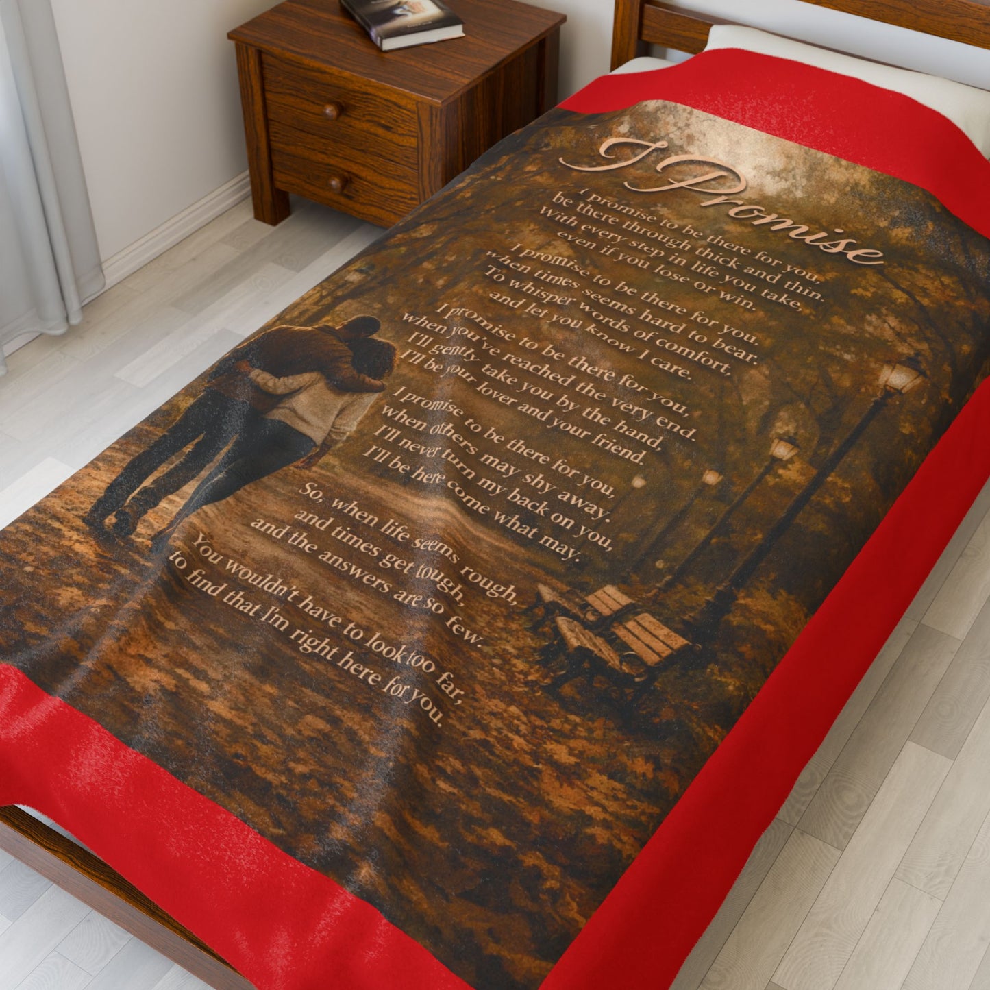 I Promise Red Velveteen Plush Blanket