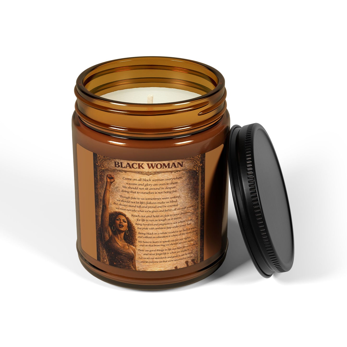 Black Woman Scented Soy Candle (Multi-Size, Amber Jar)