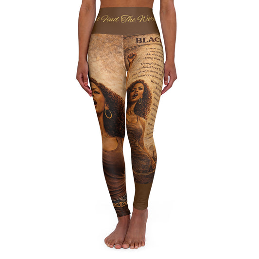 High Waisted Women Yoga Leggings -Black Woman (Brown)