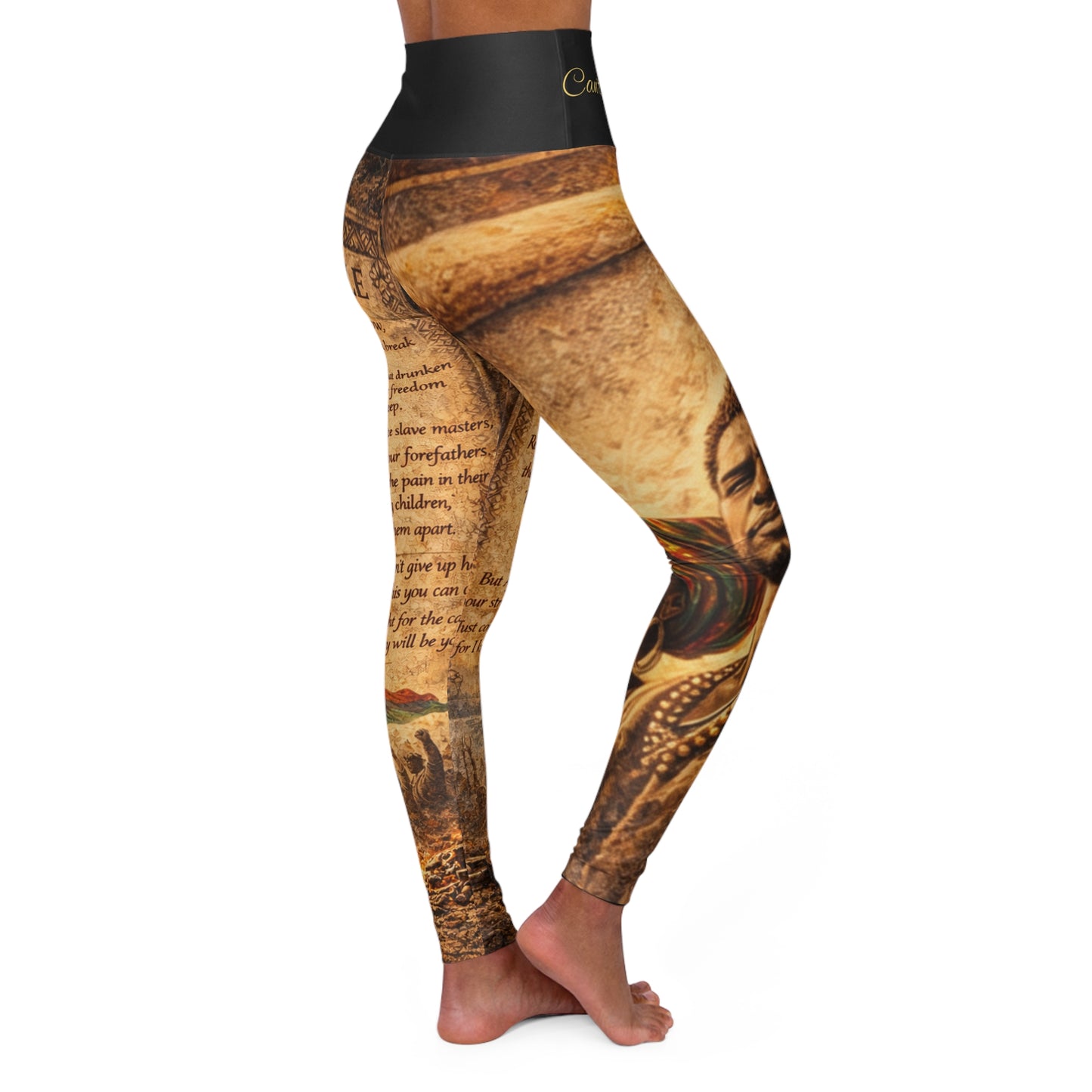 High Waisted Women Yoga Leggings - African People (Black)