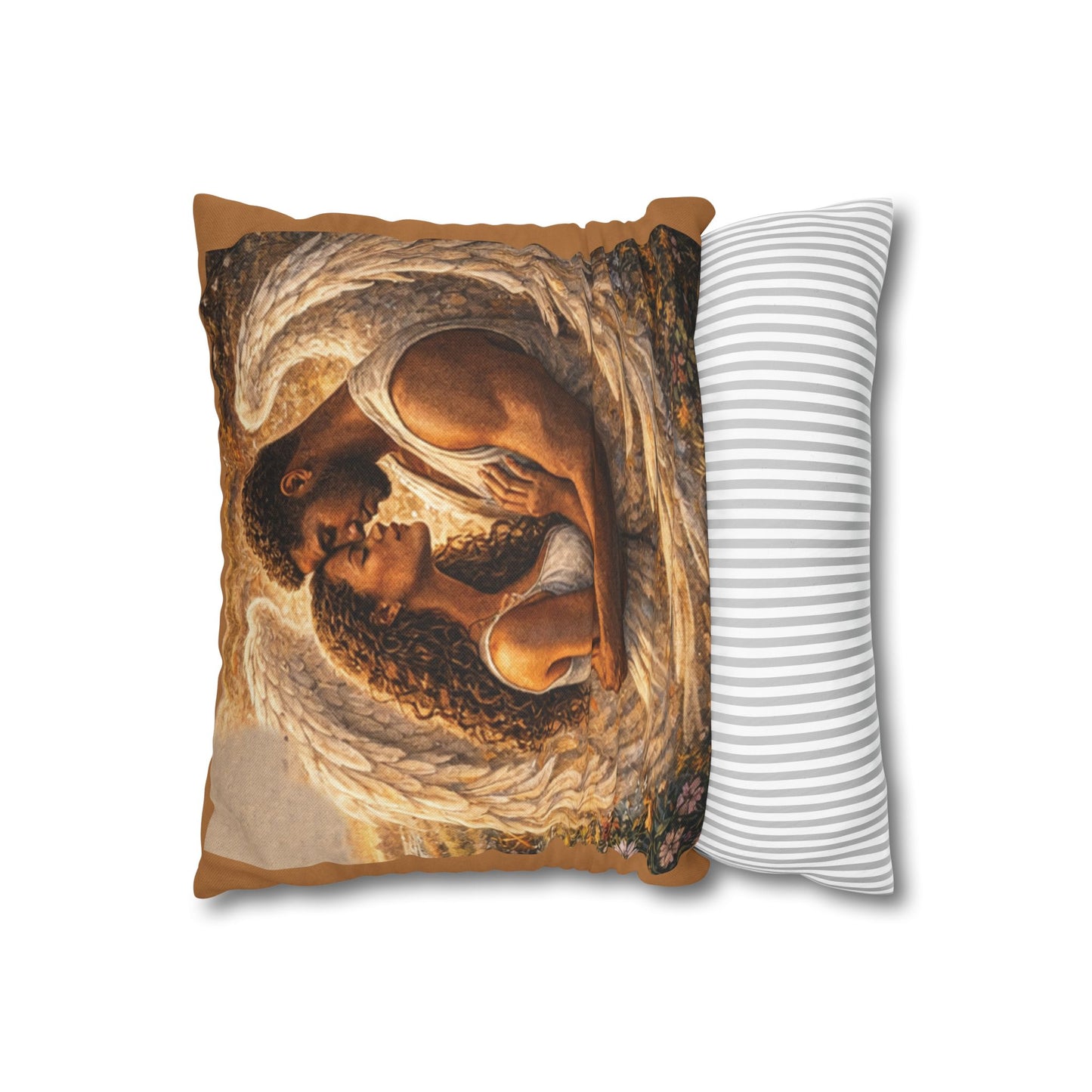 Spun Polyester Square Pillowcase - As Long As (Light Brown)