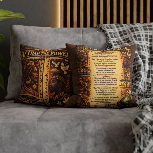 Spun Polyester Square Pillowcase - If I Had The Power (Brown)