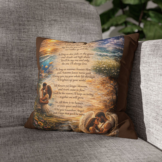 Spun Polyester Square Pillowcase - As Long As (Brown)