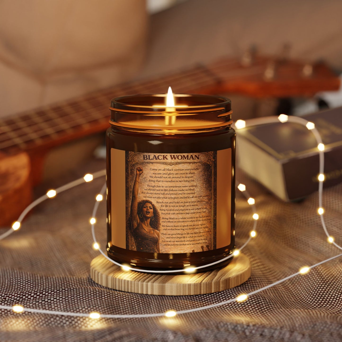 Black Woman Scented Soy Candle (Multi-Size, Amber Jar)