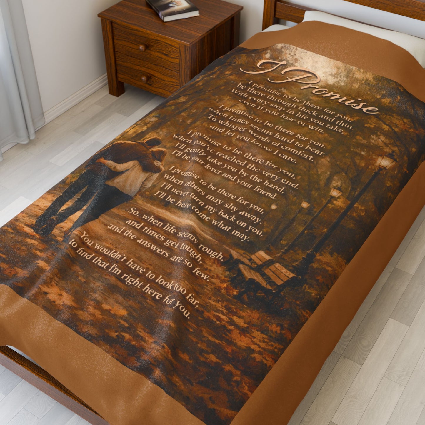 I Promise light brown Velveteen Plush Blanket