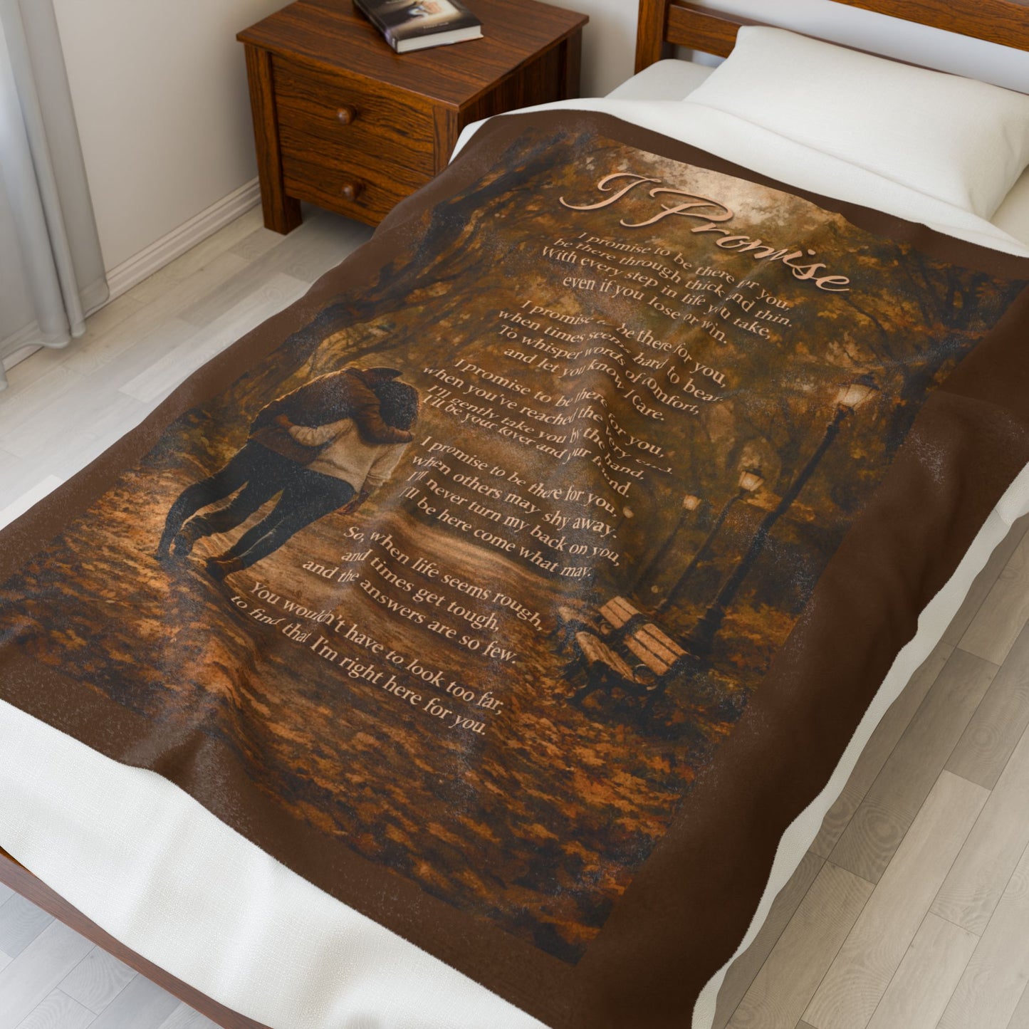 I Promise Brown Velveteen Plush Blanket