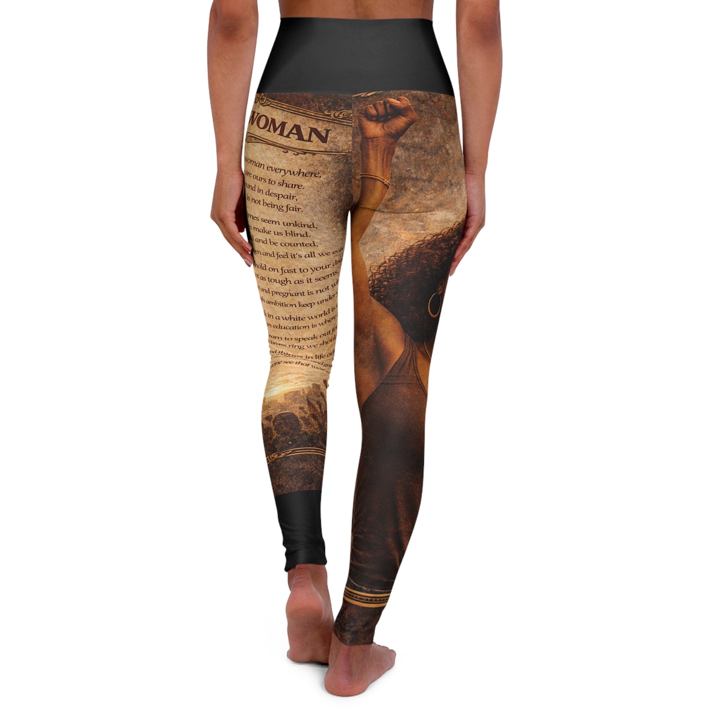 High Waisted Women Yoga Leggings -Black Woman (Black)