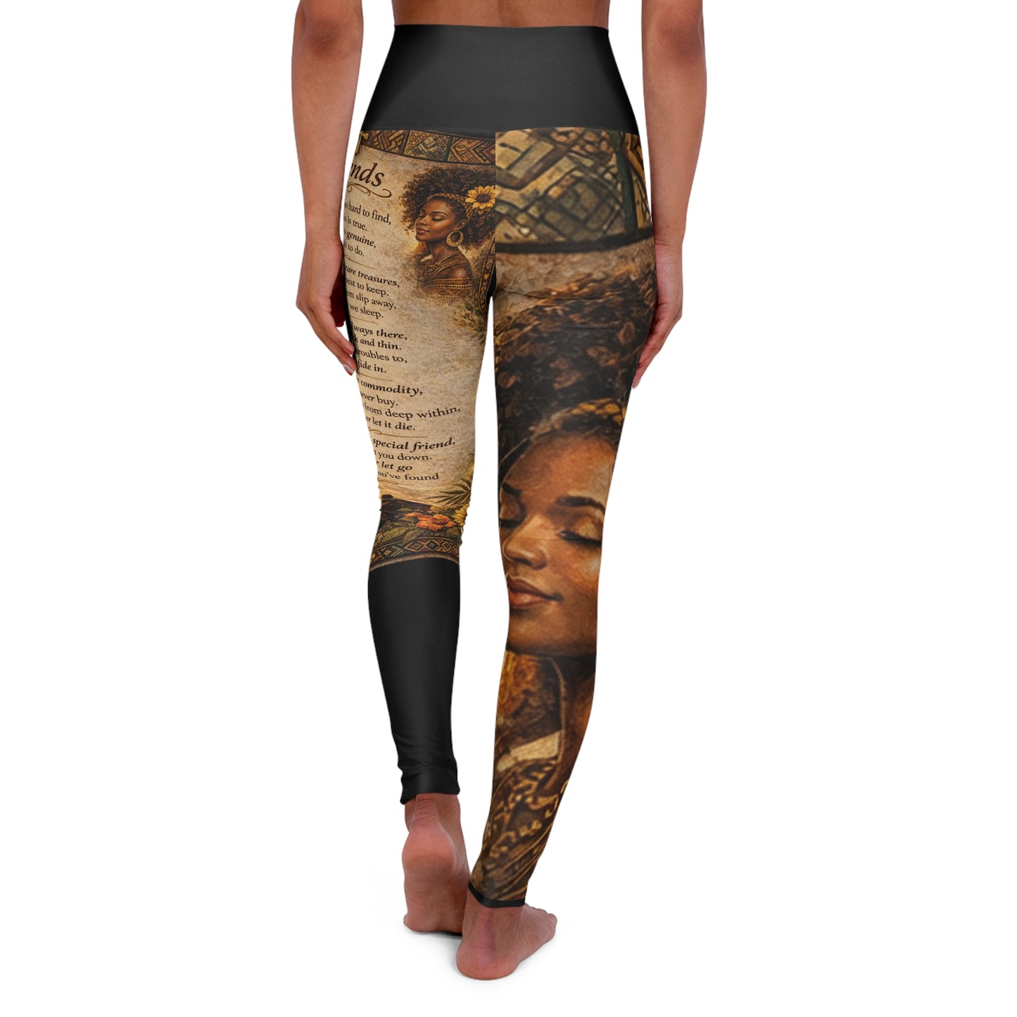 High Waisted Women Yoga Leggings -Friends (Black)