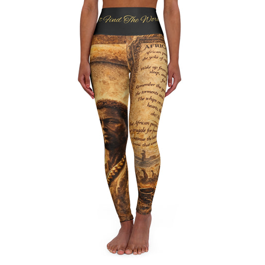High Waisted Women Yoga Leggings - African People (Black)