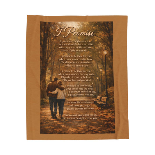 I Promise light brown Velveteen Plush Blanket