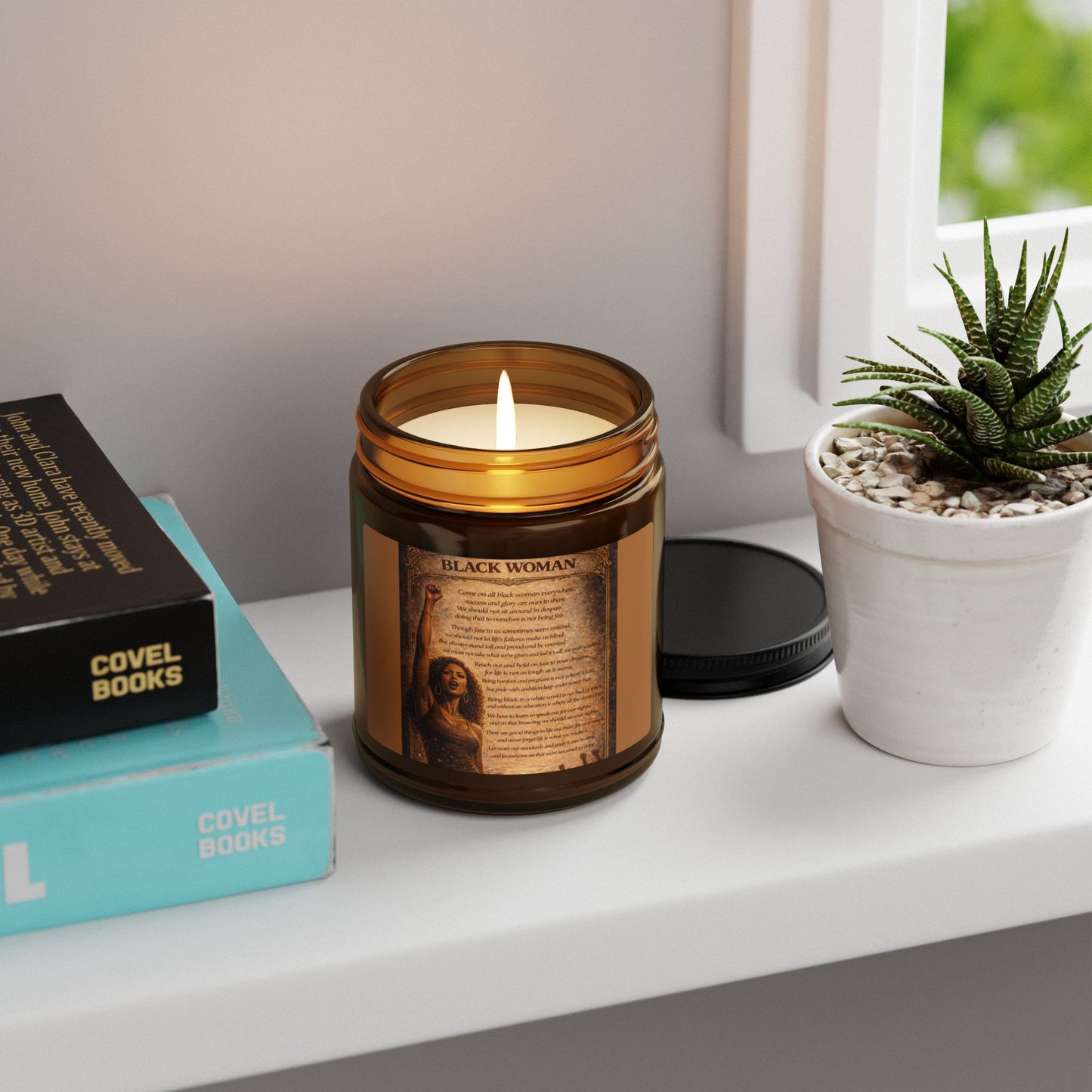 Black Woman Scented Soy Candle (Multi-Size, Amber Jar)