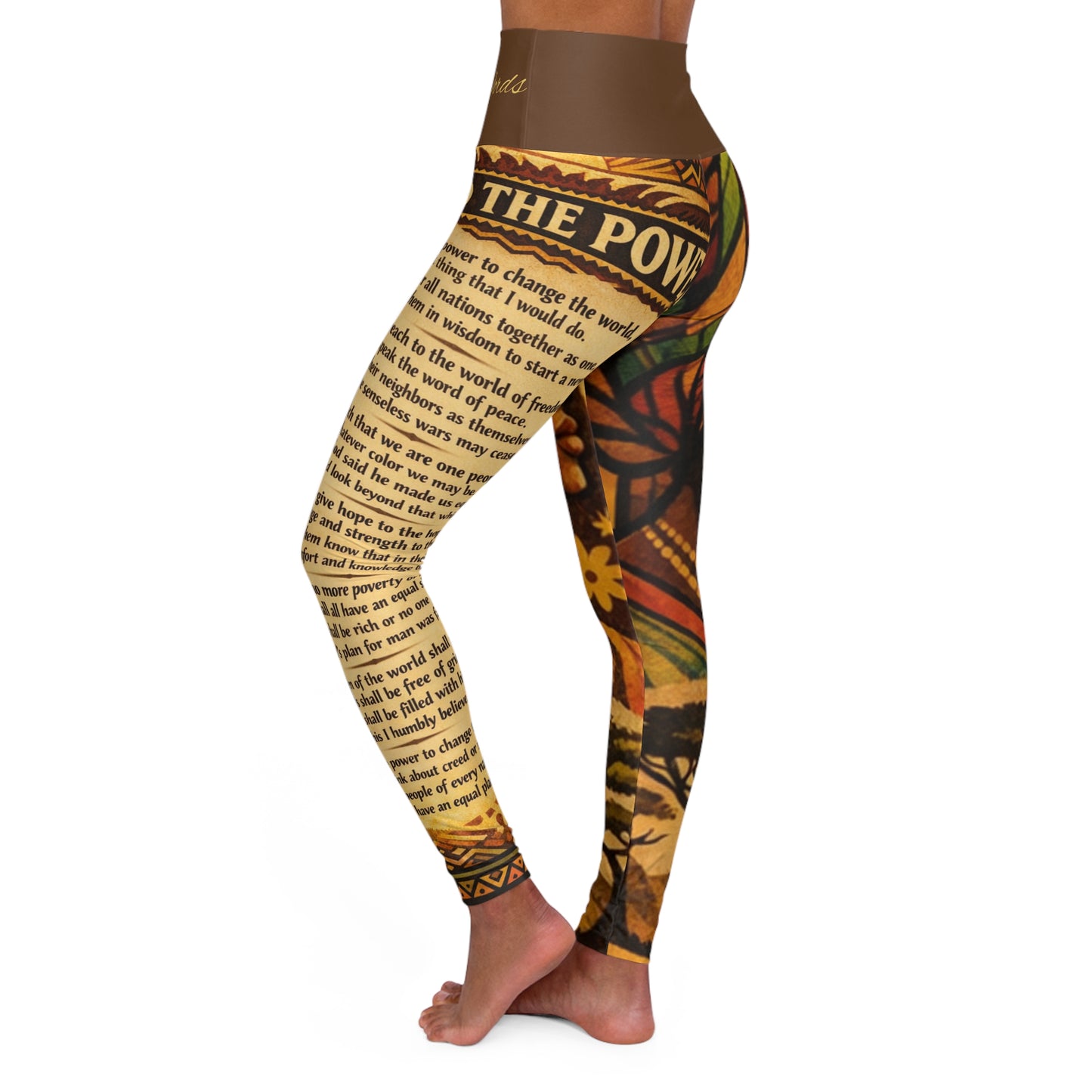 High Waisted Women Yoga Leggings - If I Had The Power (Brown)
