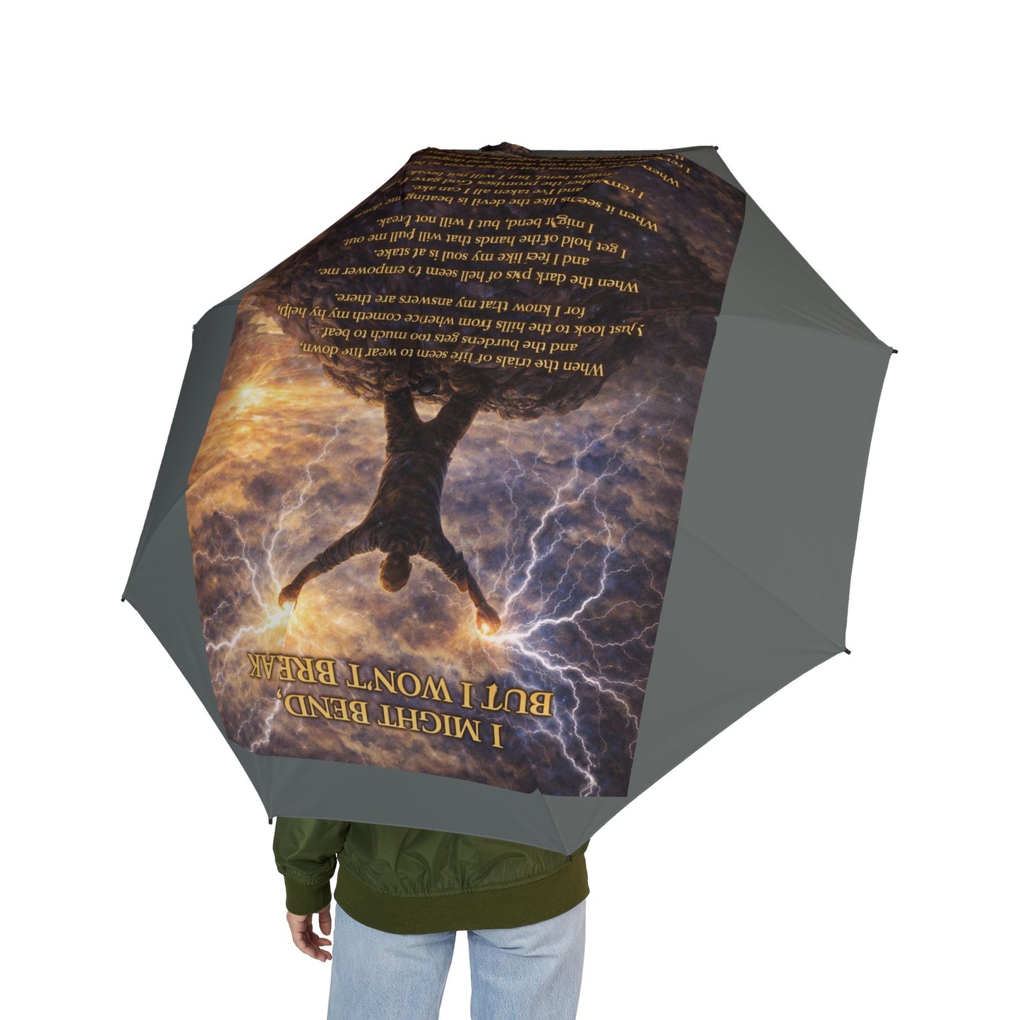 I Might Bend Gray Semi-Automatic Foldable Umbrella
