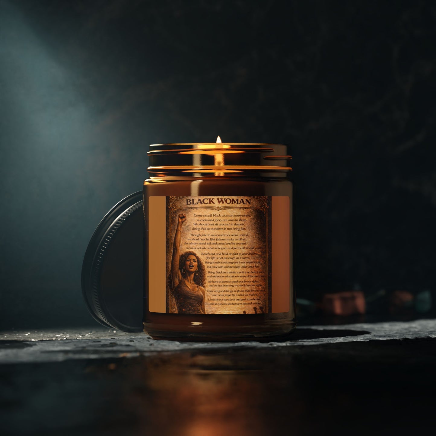 Black Woman Scented Soy Candle (Multi-Size, Amber Jar)