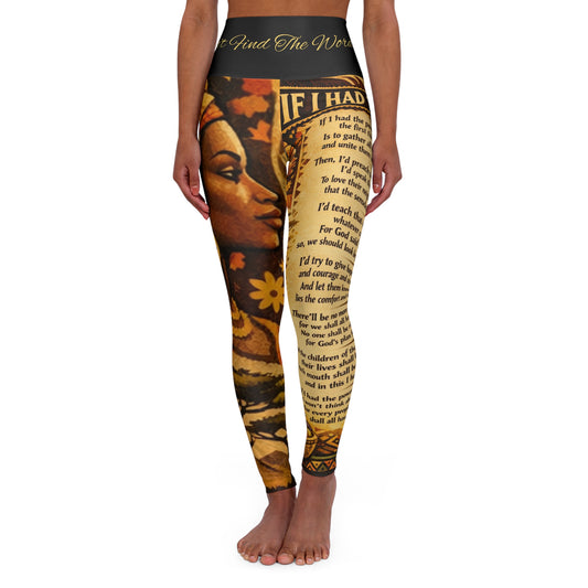 High Waisted Women Yoga Leggings - If I Had The Power (Black)