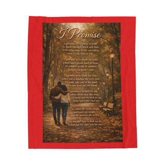 I Promise Red Velveteen Plush Blanket