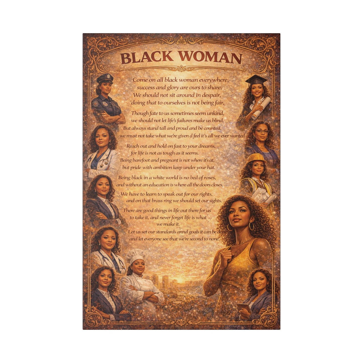 Classic Stretched Canvas - Black Woman