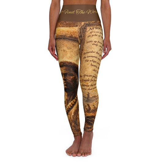 High Waisted Women Yoga Leggings - African People (Brown)