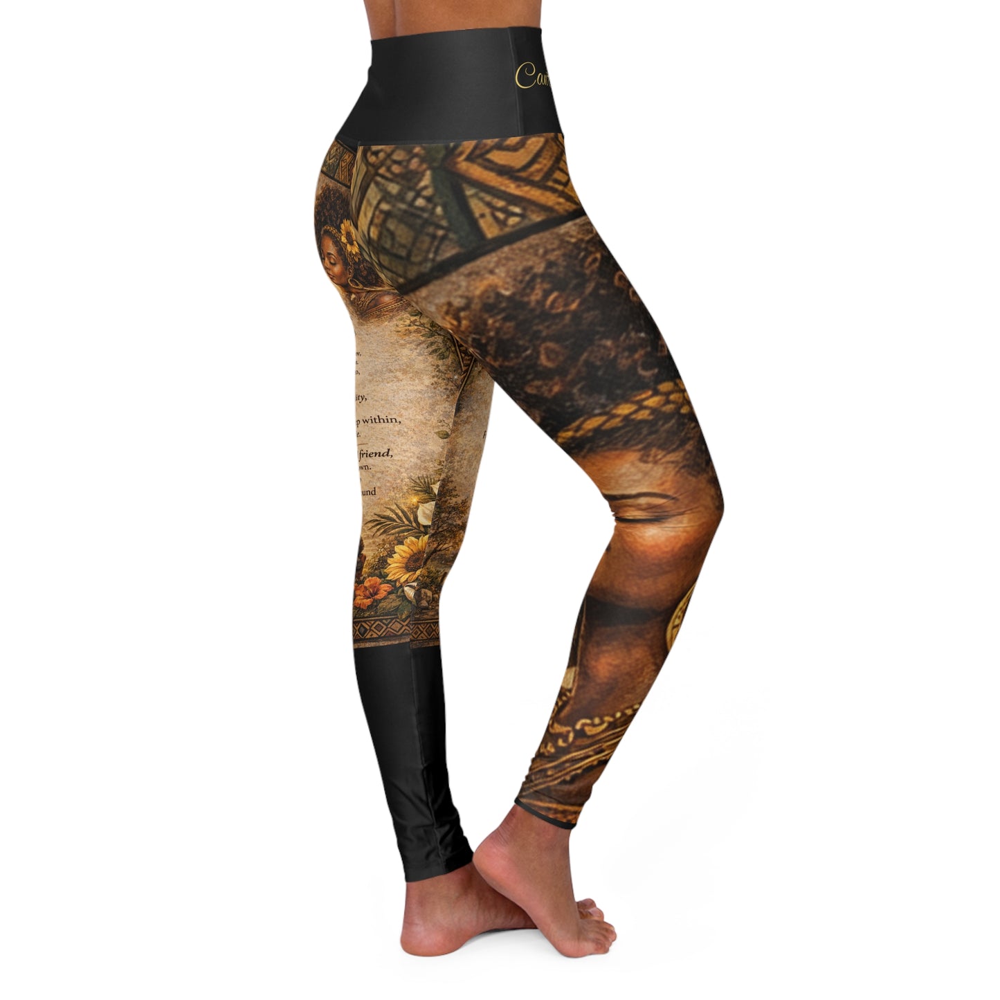 High Waisted Women Yoga Leggings -Friends (Black)