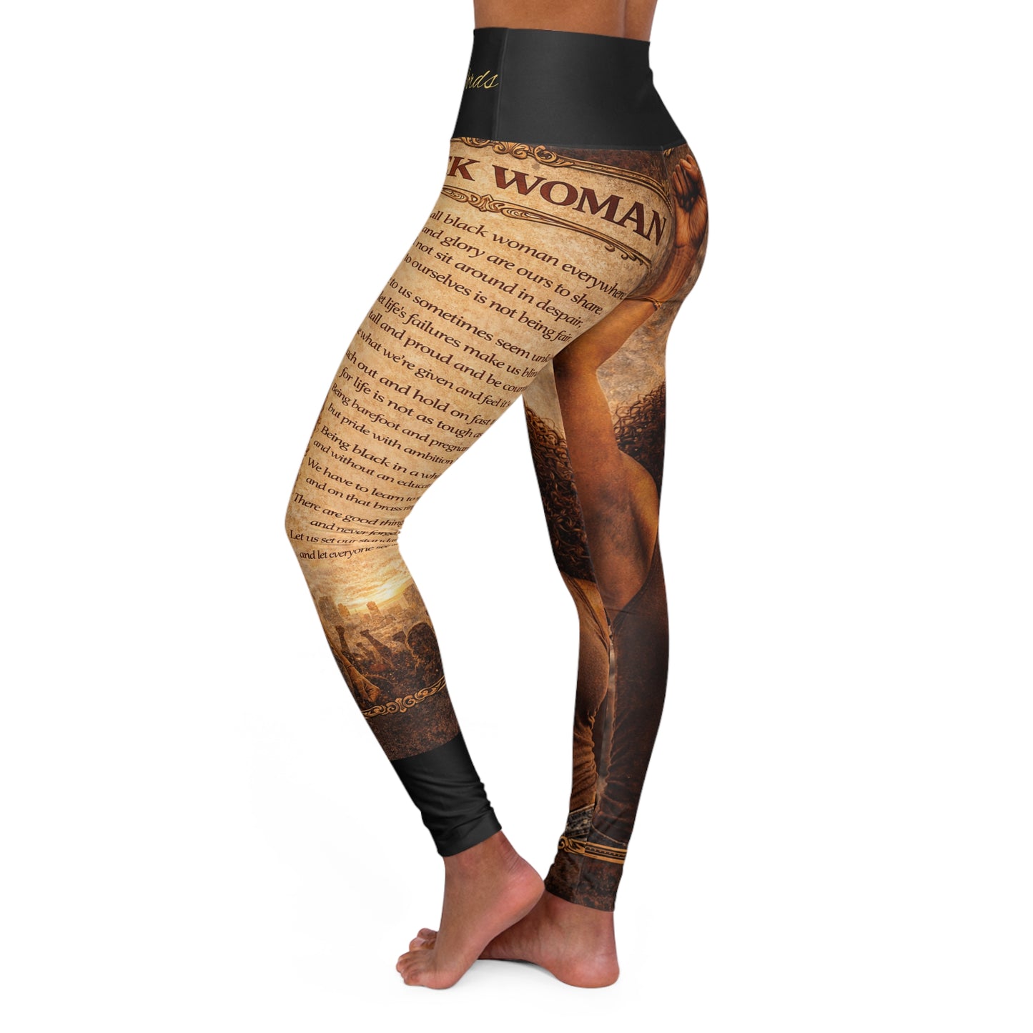 High Waisted Women Yoga Leggings -Black Woman (Black)