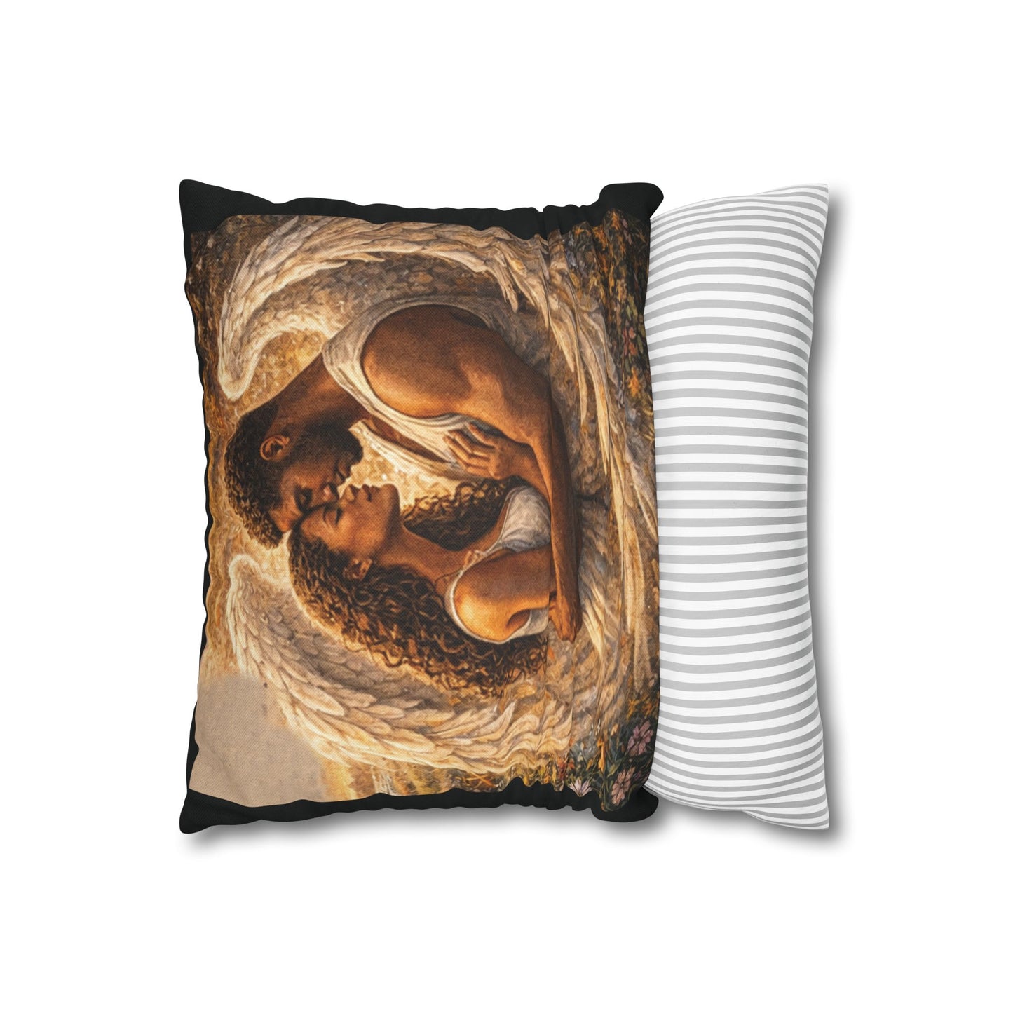 Spun Polyester Square Pillowcase - As Long As (Black)