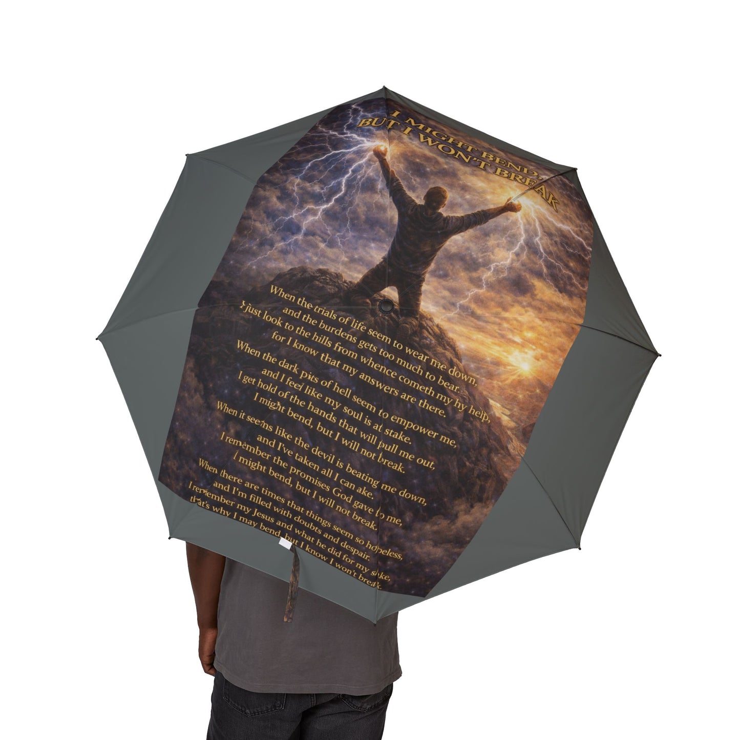 I Might Bend Gray Semi-Automatic Foldable Umbrella