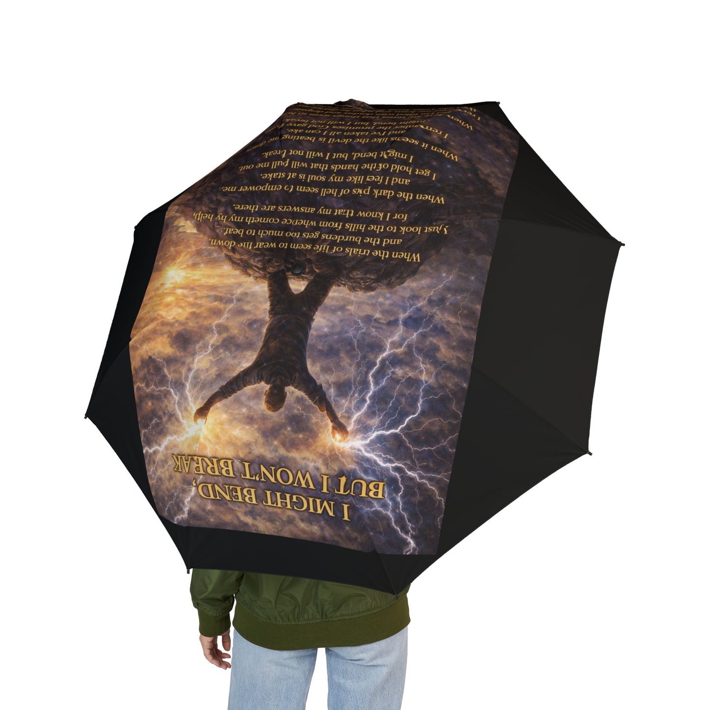 I Might Bend Black Semi-Automatic Foldable Umbrella