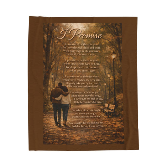 I Promise Brown Velveteen Plush Blanket