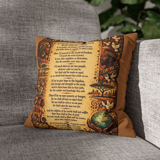 Spun Polyester Square Pillowcase - If I Had The Power (Light Brown)