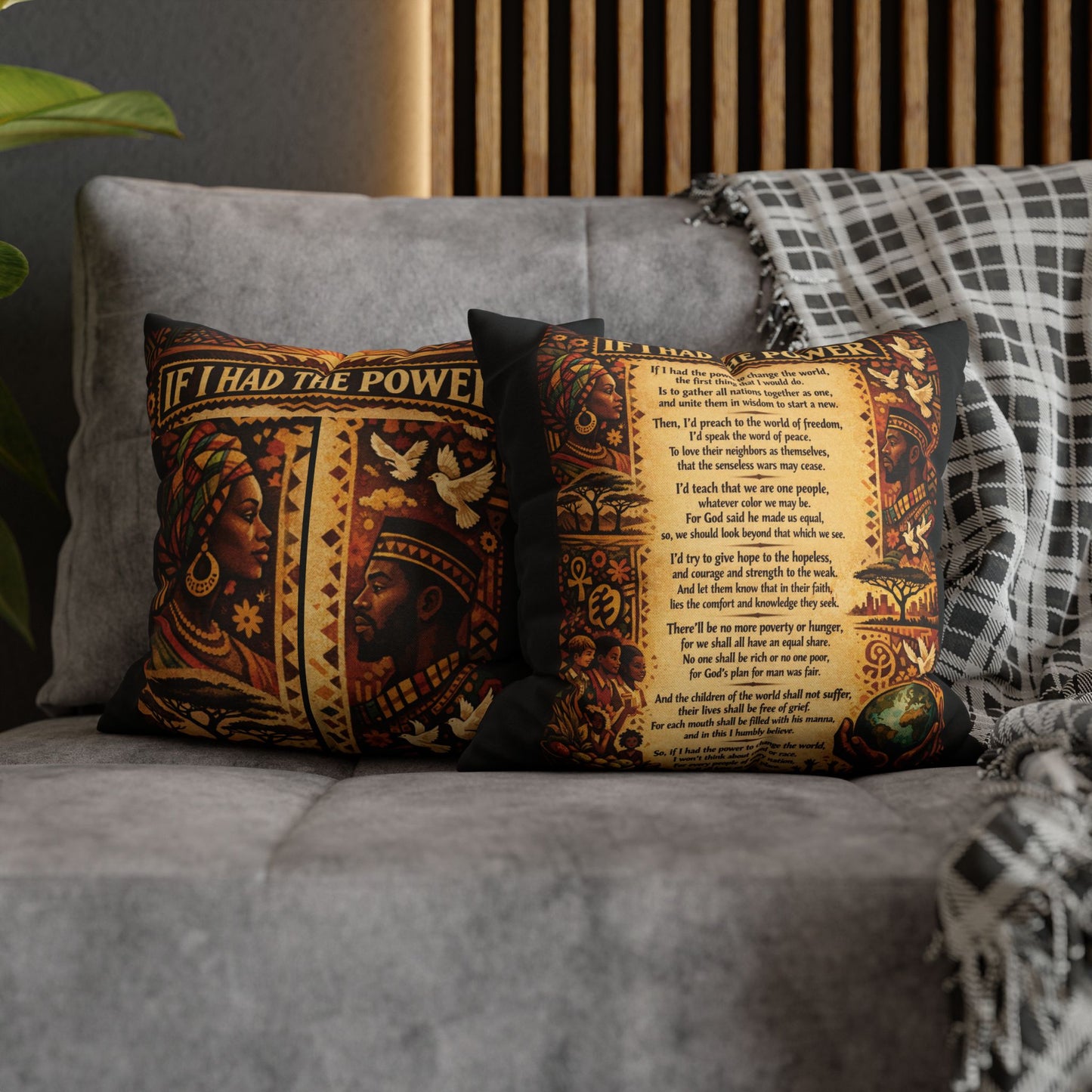 Spun Polyester Square Pillowcase - If I Had The Power (Black)