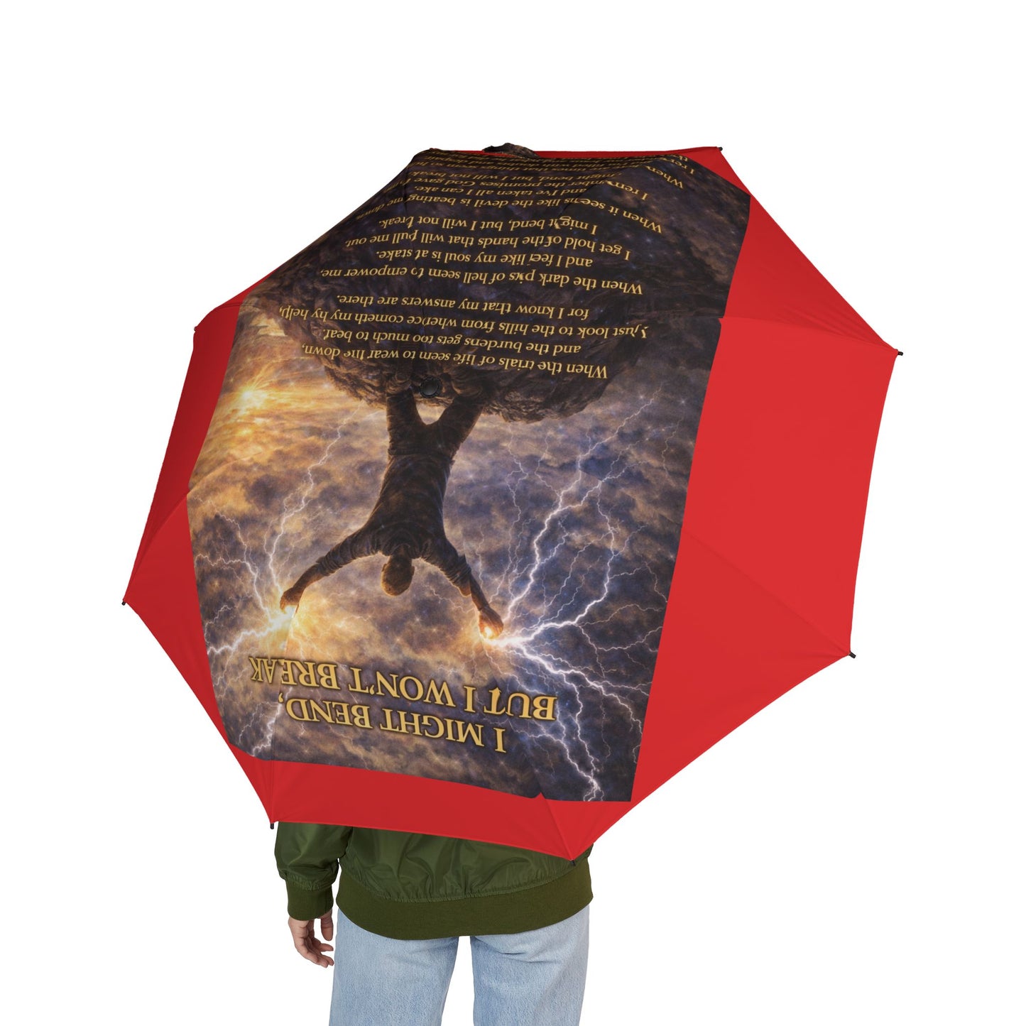 I Might Bend Red Semi-Automatic Foldable Umbrella