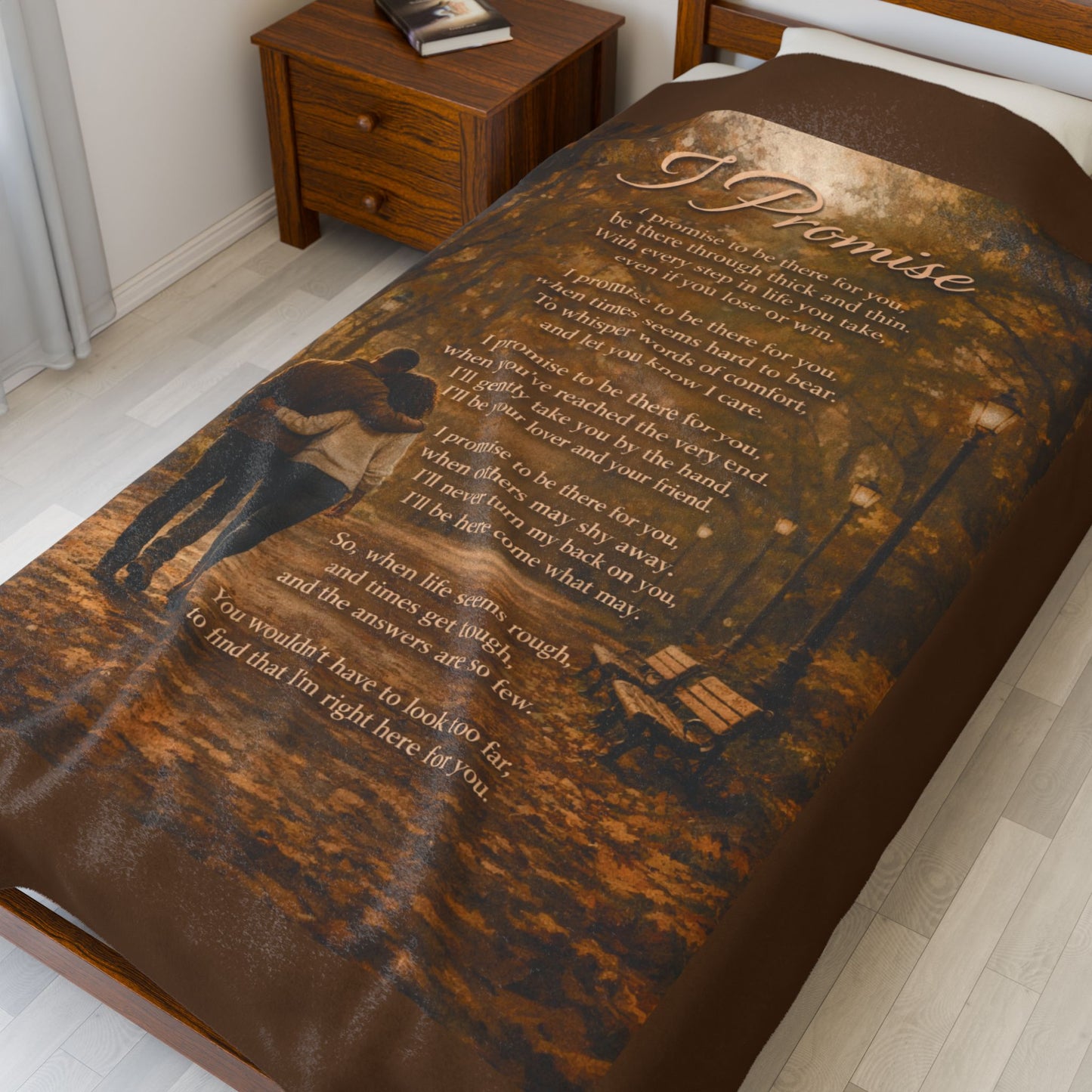 I Promise Brown Velveteen Plush Blanket