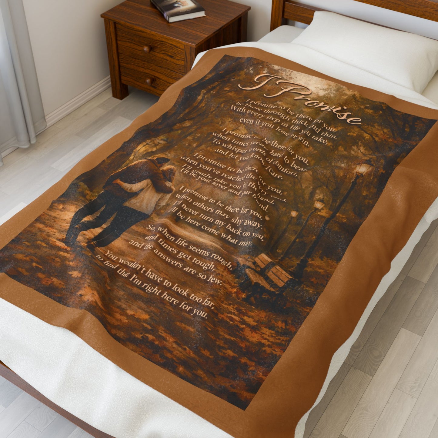 I Promise light brown Velveteen Plush Blanket