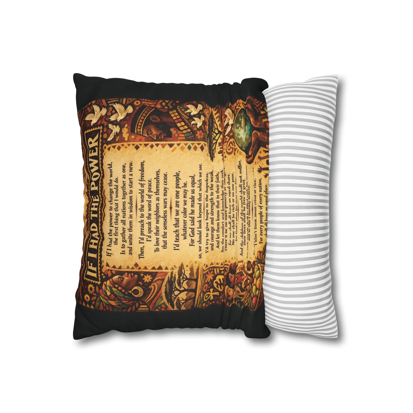 Spun Polyester Square Pillowcase - If I Had The Power (Black)
