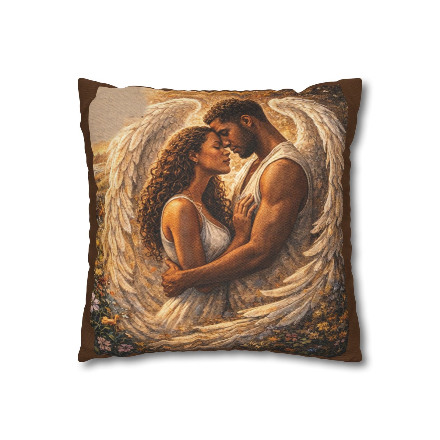 Spun Polyester Square Pillowcase - As Long As (Brown)