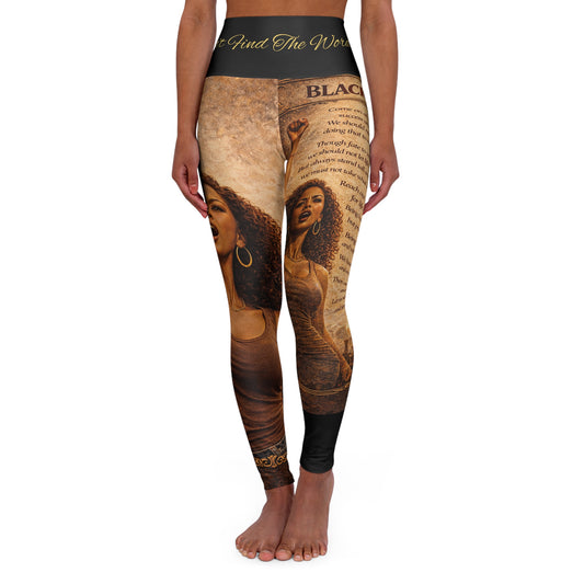 High Waisted Women Yoga Leggings -Black Woman (Black)