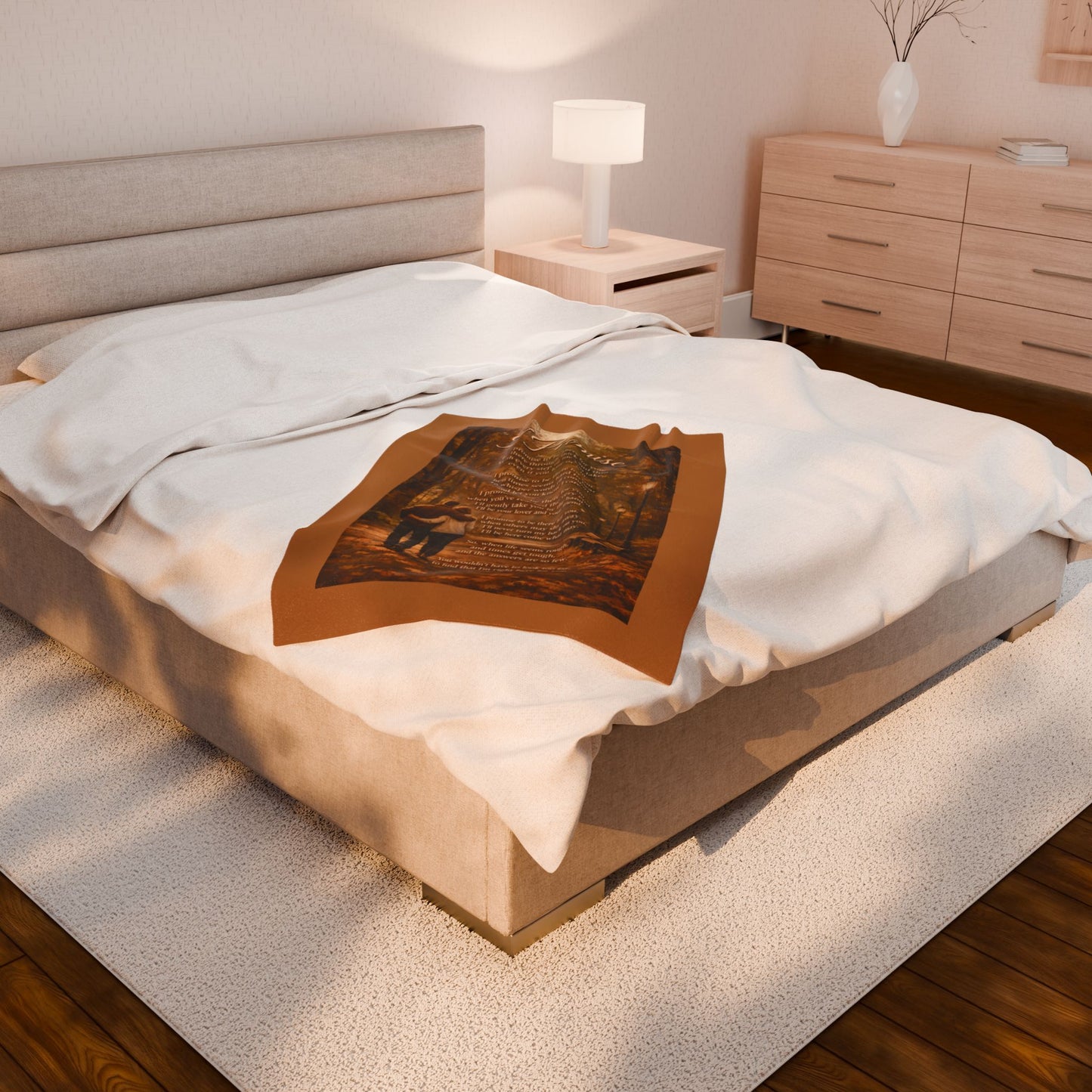 I Promise light brown Velveteen Plush Blanket