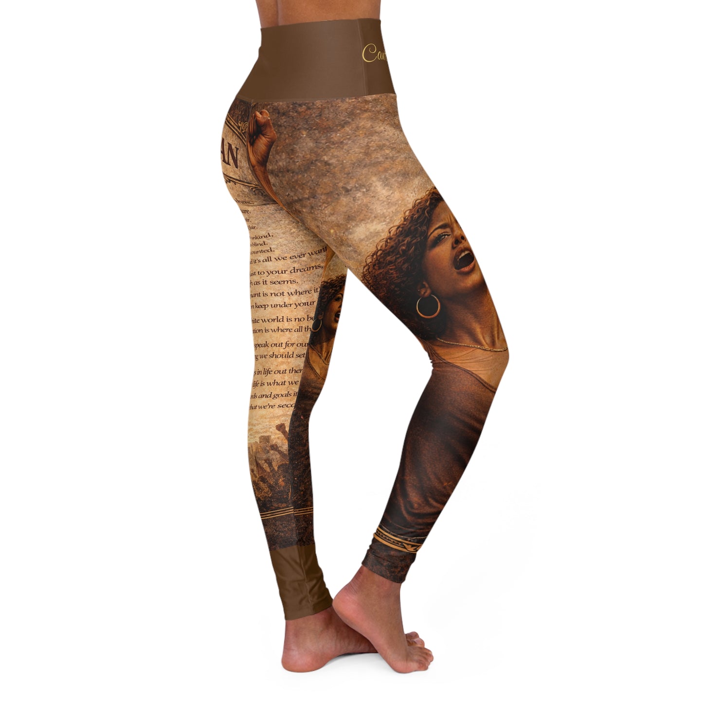 High Waisted Women Yoga Leggings -Black Woman (Brown)