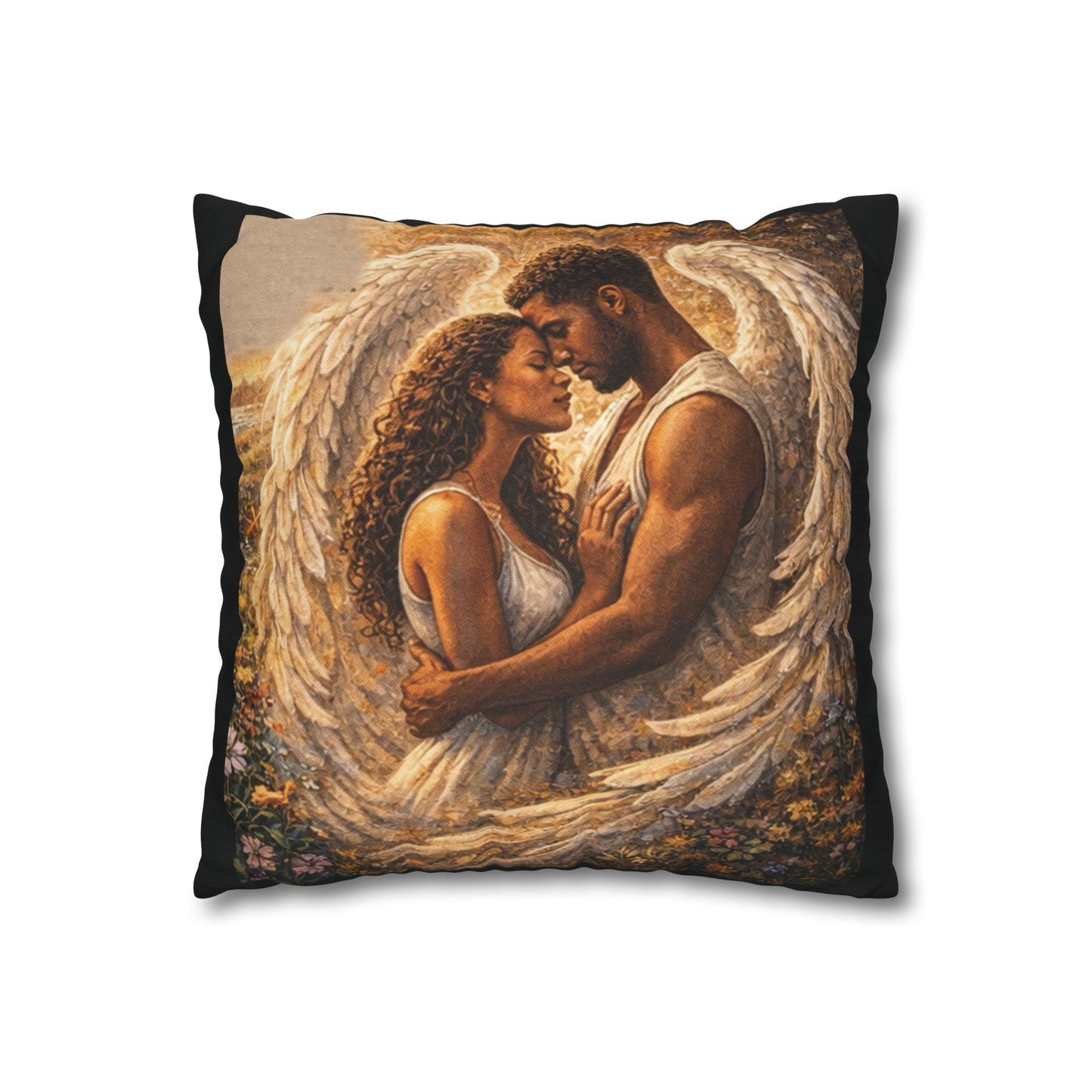Spun Polyester Square Pillowcase - As Long As (Black)