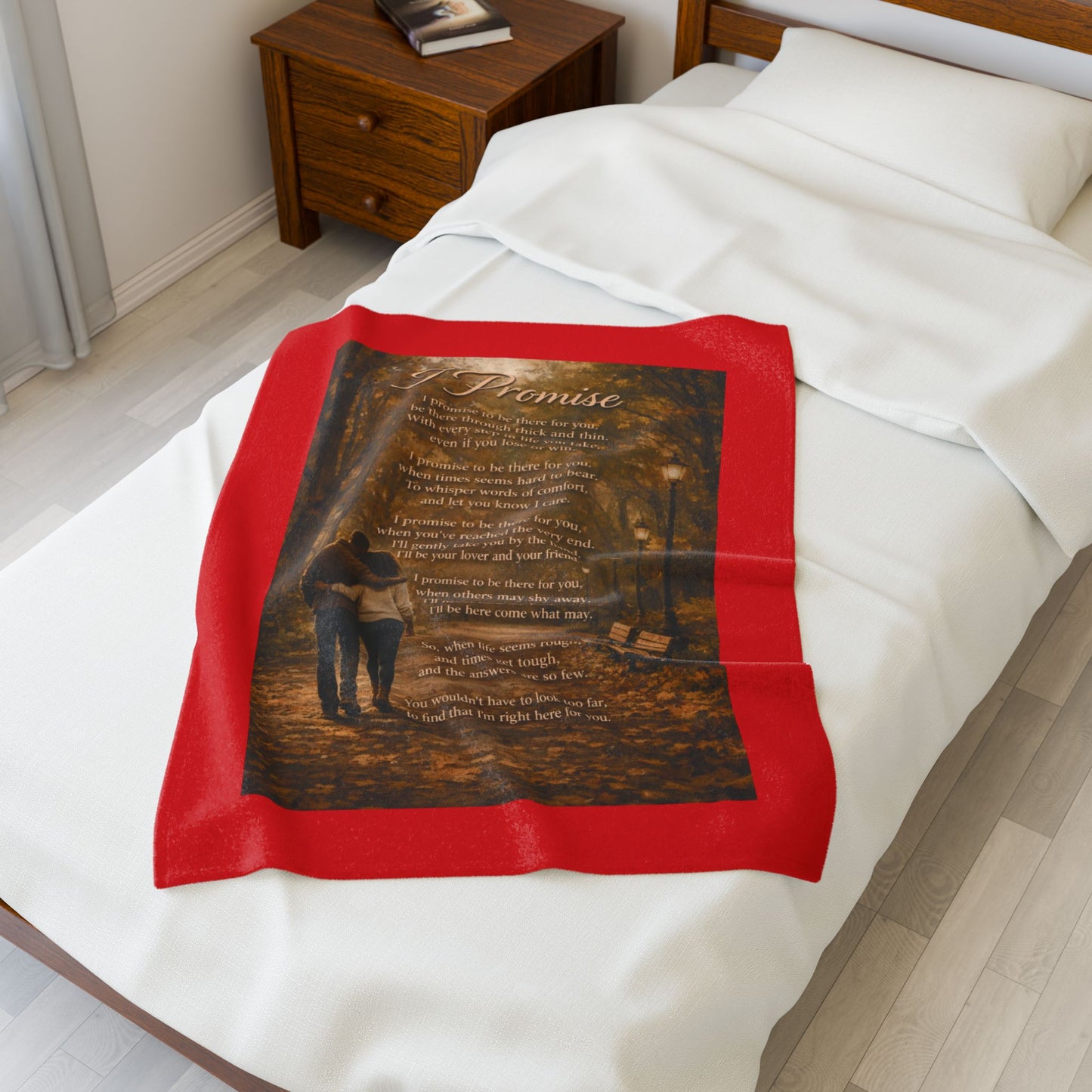 I Promise Red Velveteen Plush Blanket