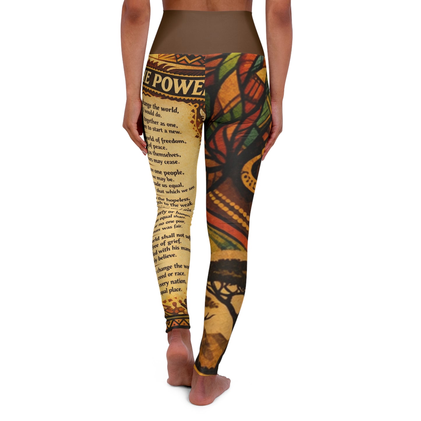 High Waisted Women Yoga Leggings - If I Had The Power (Brown)