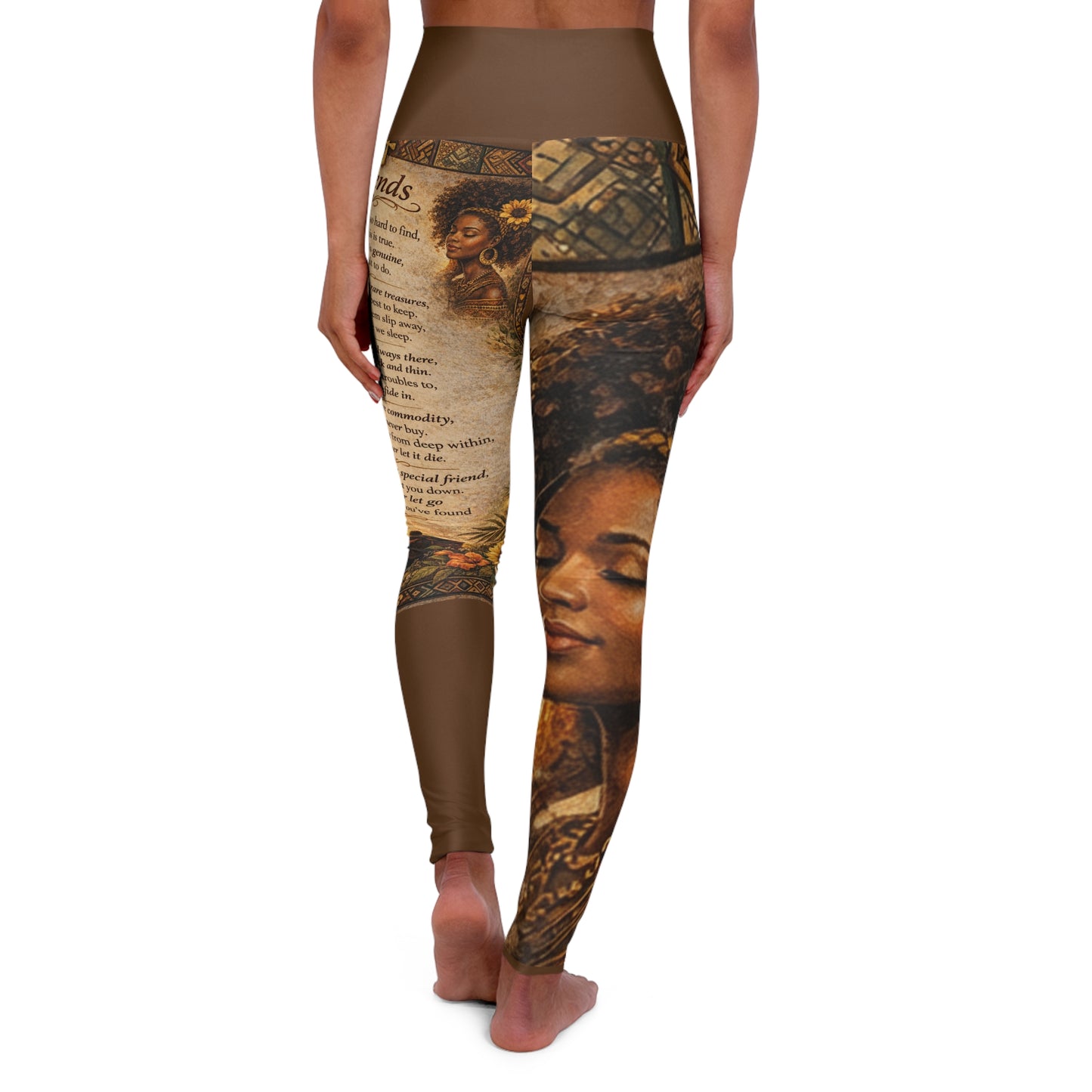 High Waisted Women Yoga Leggings -Friends (Brown)