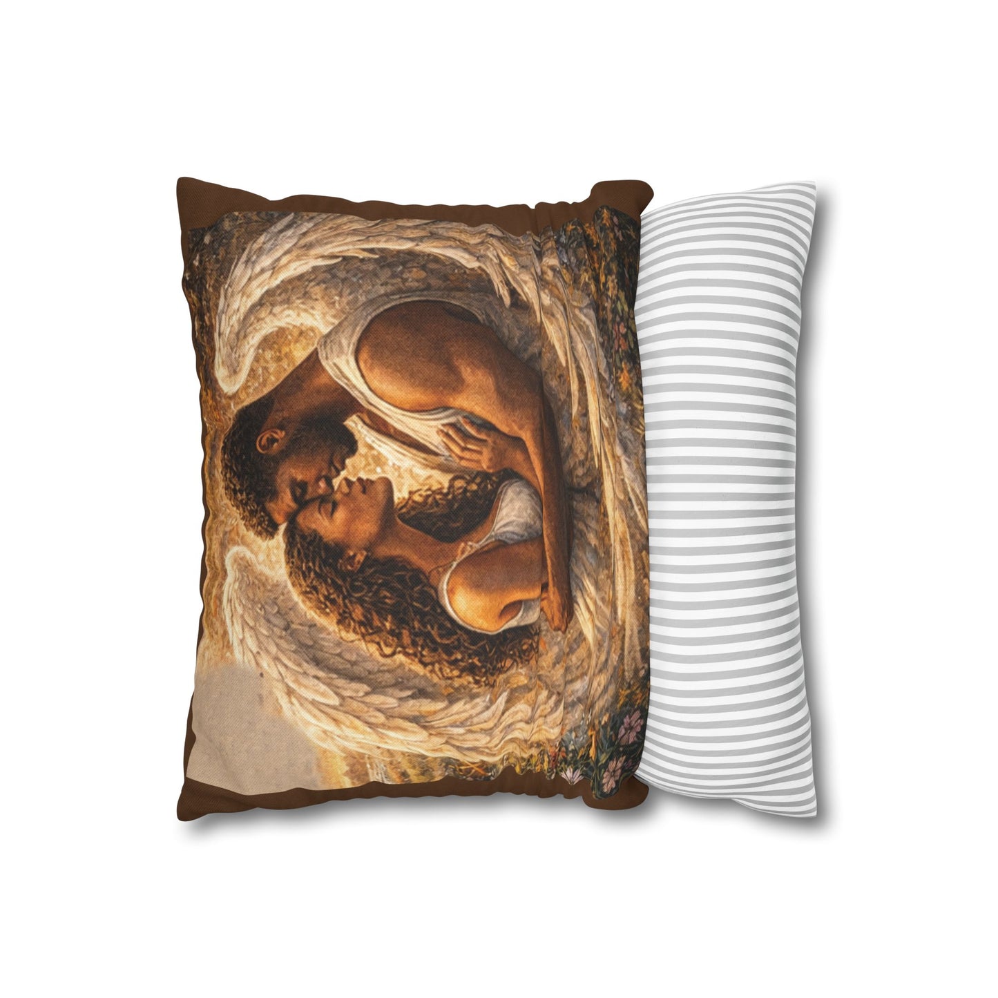Spun Polyester Square Pillowcase - As Long As (Brown)